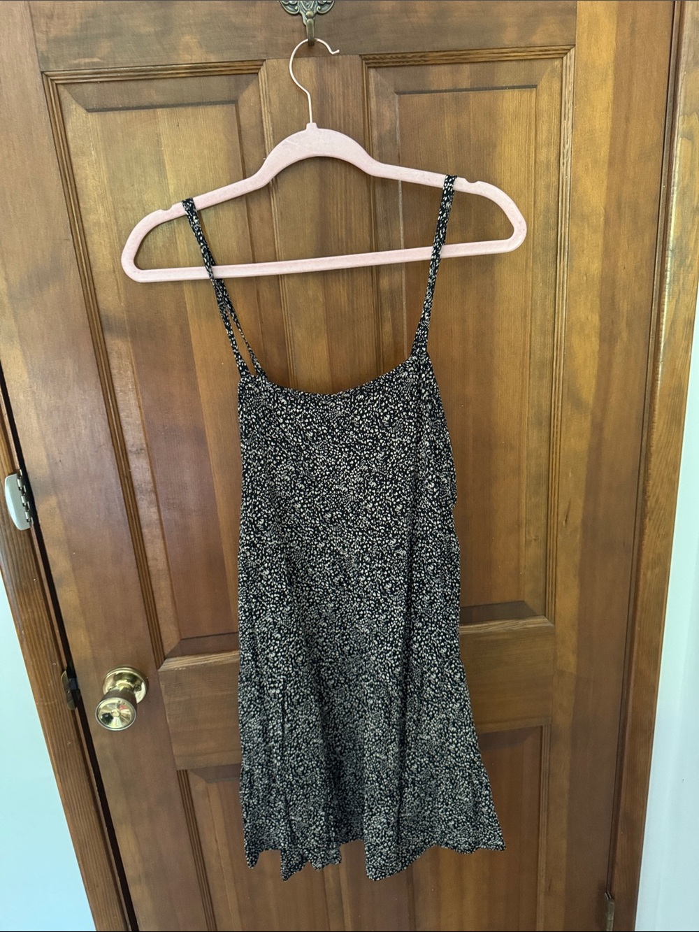 Old Navy Black Mini Dress with White Floral Speckle